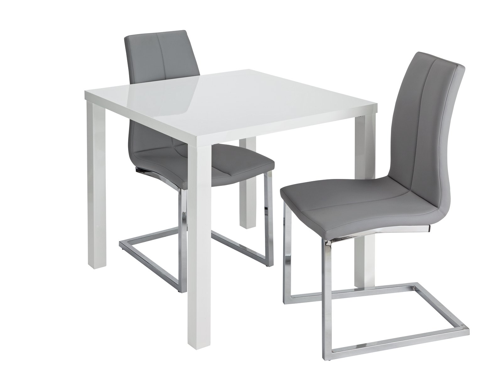 Argos Home Lyssa Gloss Dining Table & 2 Milo Chairs - Grey