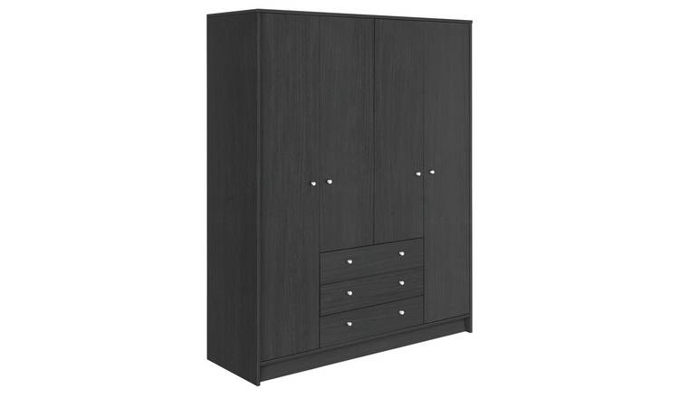 Buy Argos Home Malibu 4 Door 3 Drawer Wardrobe - Black Oak Eff ...