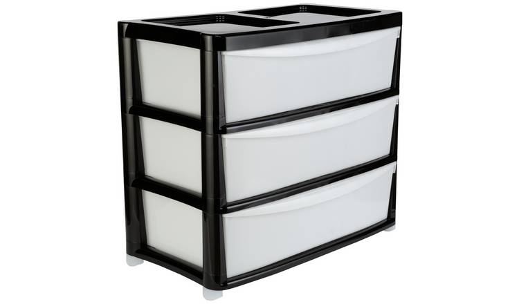 Buy Argos Home Jumbo Wide Plastic Storage 3 Drawer - Black | Freestanding bathroom cabinets | Argos