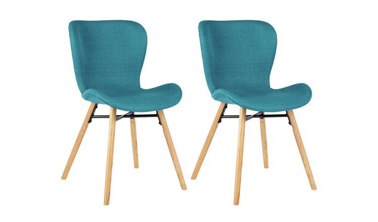 Buy Habitat Etta Pair of Fabric Dining Chair - Teal | Dining chairs and