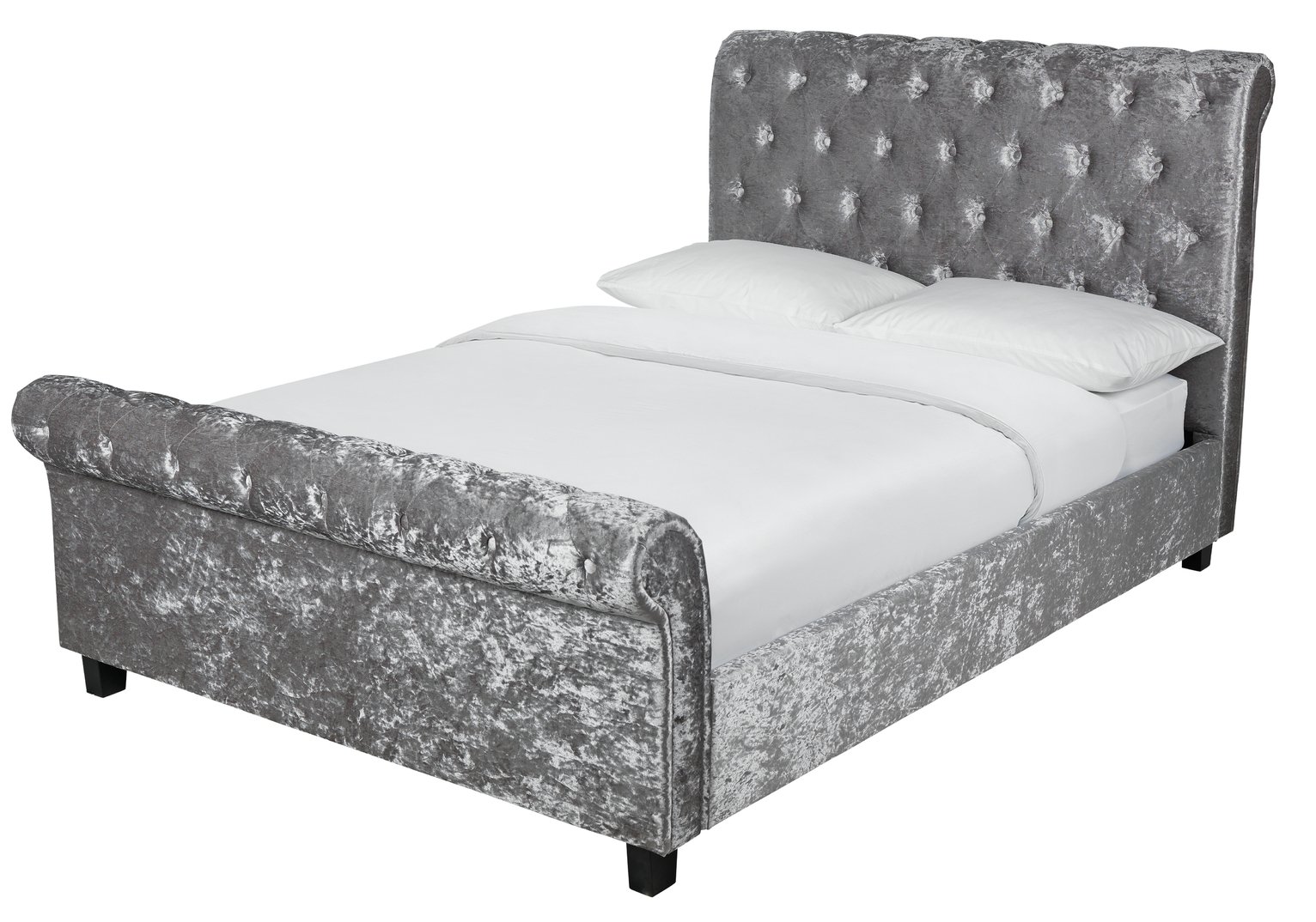Argos Home Penelope Kingsize Crushed Velvet Bed - Silver