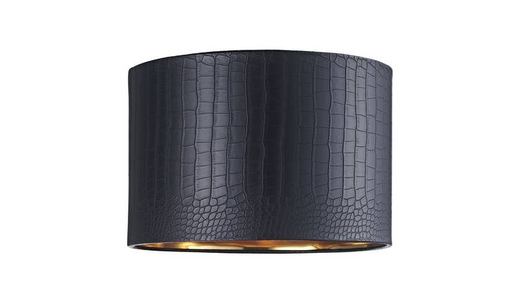 Happy Homewares Black Croc Faux Leather with Shiny Gold Inner Lampshade - 30cm