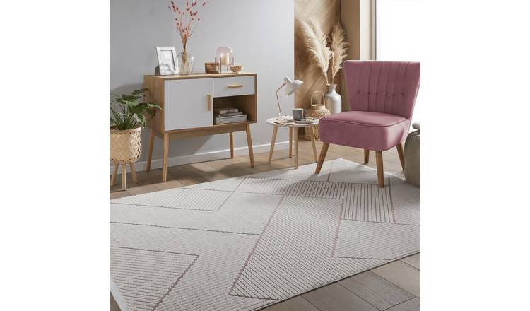 Mega Flooring Pink Modern Geometric Rug - 160 x 220cm