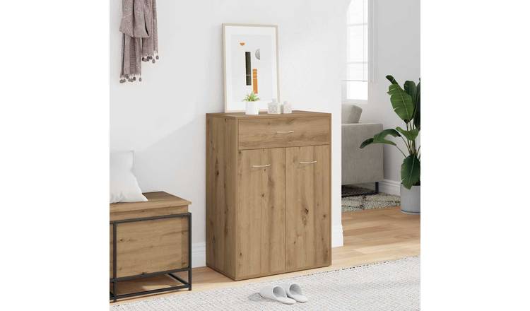 Walplus Engineered Wood Shoe Cabinet - Artisan Oak - 60 x 35 x 84 cm
