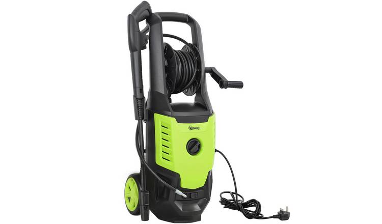 Outsunny 2200W 170 Bar 420 Litre per Hour 6m Hose Reel Pressure Washer – Green