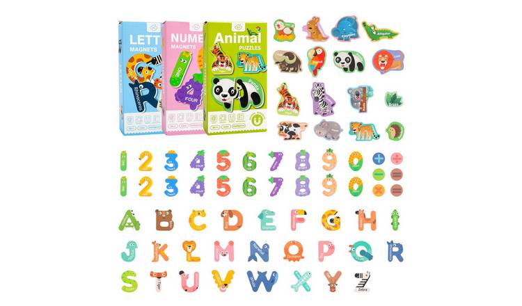 deAO Educational Animals Letters Fridge Magnetic Sticker Set