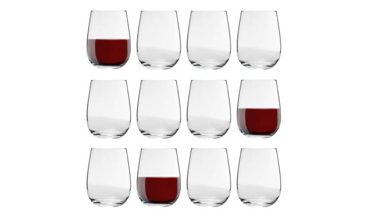 LAV Gaia Stemless Red Wine Glasses -  Clear - Pack of 12