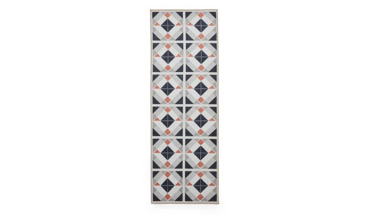 Mega Flooring Grey Modern Geometric Runner - 61 x 230cm