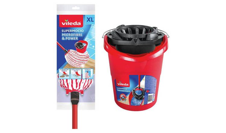 Vileda Mop Bucket and Wringer Set SuperMocio Microfibre and Cotton Head