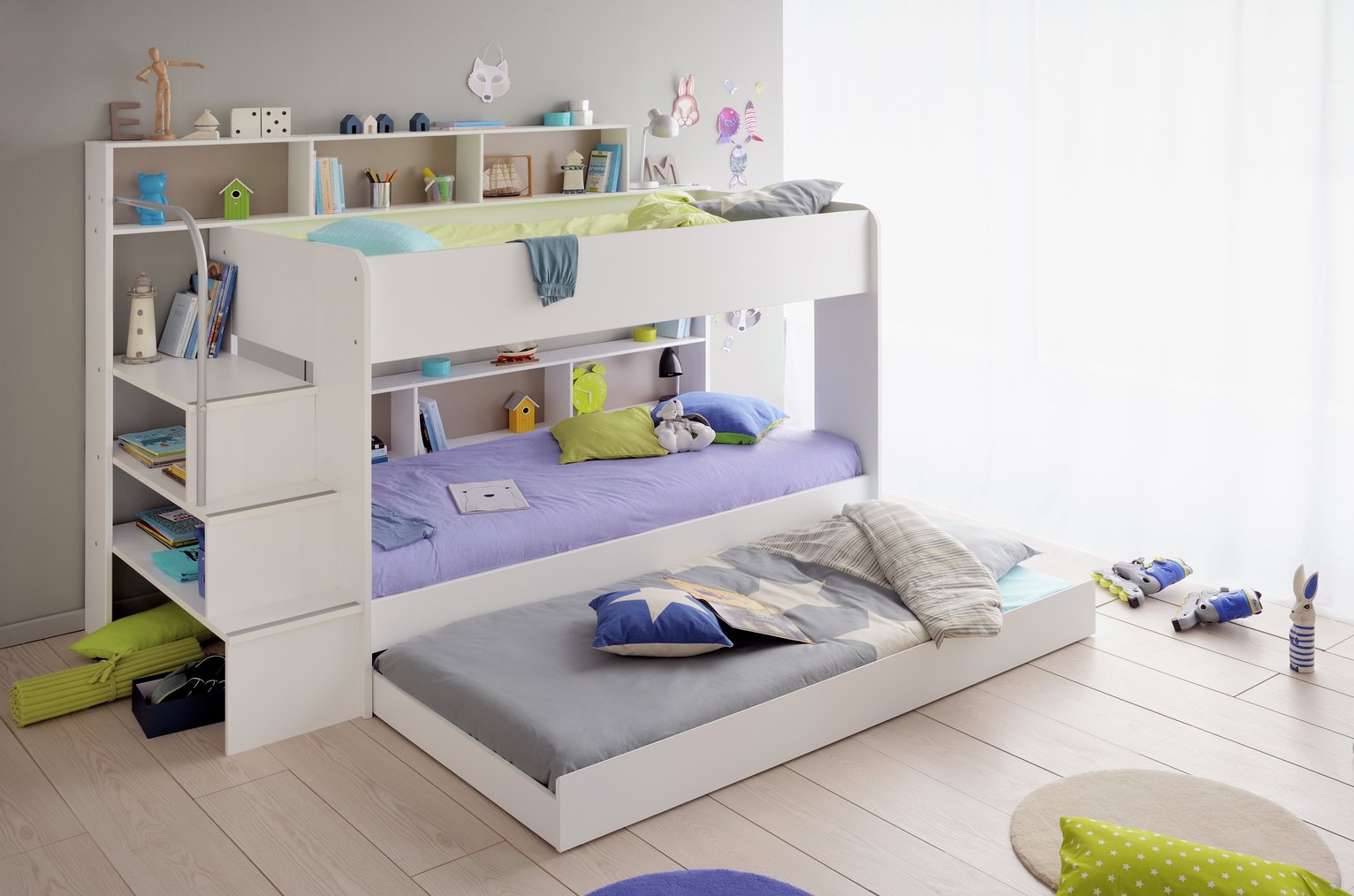 Parisot Bibop Bunk Bed with Step Storage Drawer - White