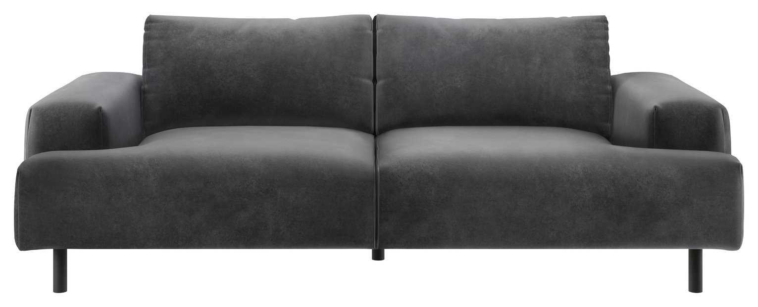 Habitat Julien Velvet 3 Seater Sofa - Grey