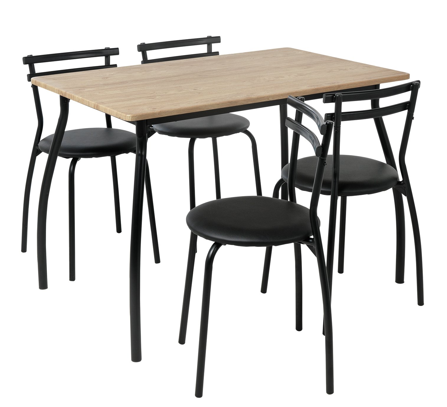 Argos Home Leon Oak Effect Dining Table & 4 Grey Chairs