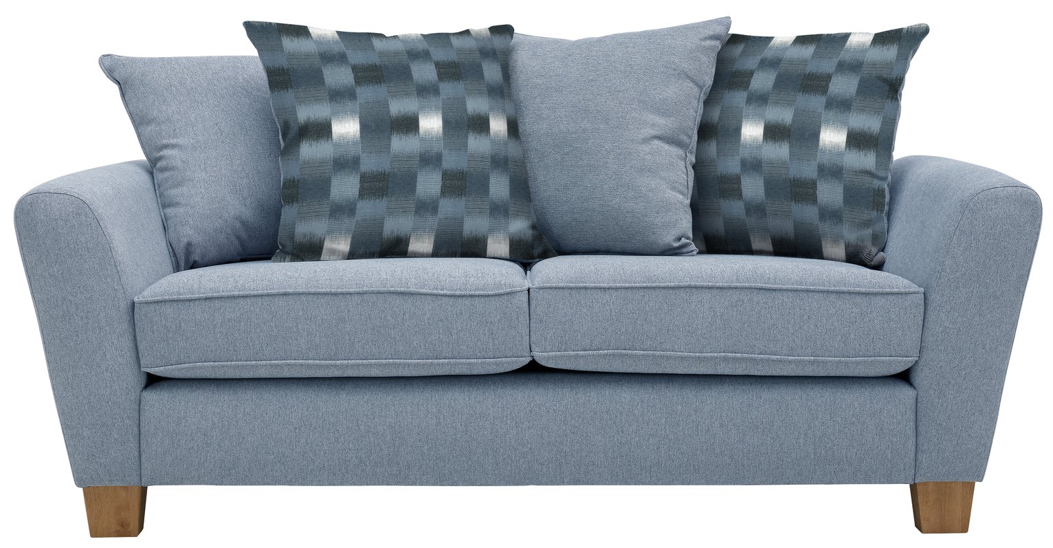Argos Home Auria 3 Seater Fabric Sofa - Blue