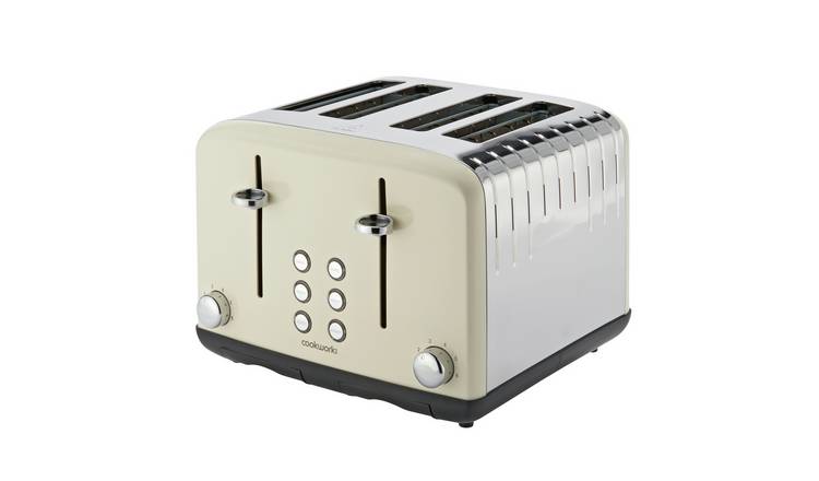 Buy Cookworks Long Slot 4 Slice Toaster - White, Toasters