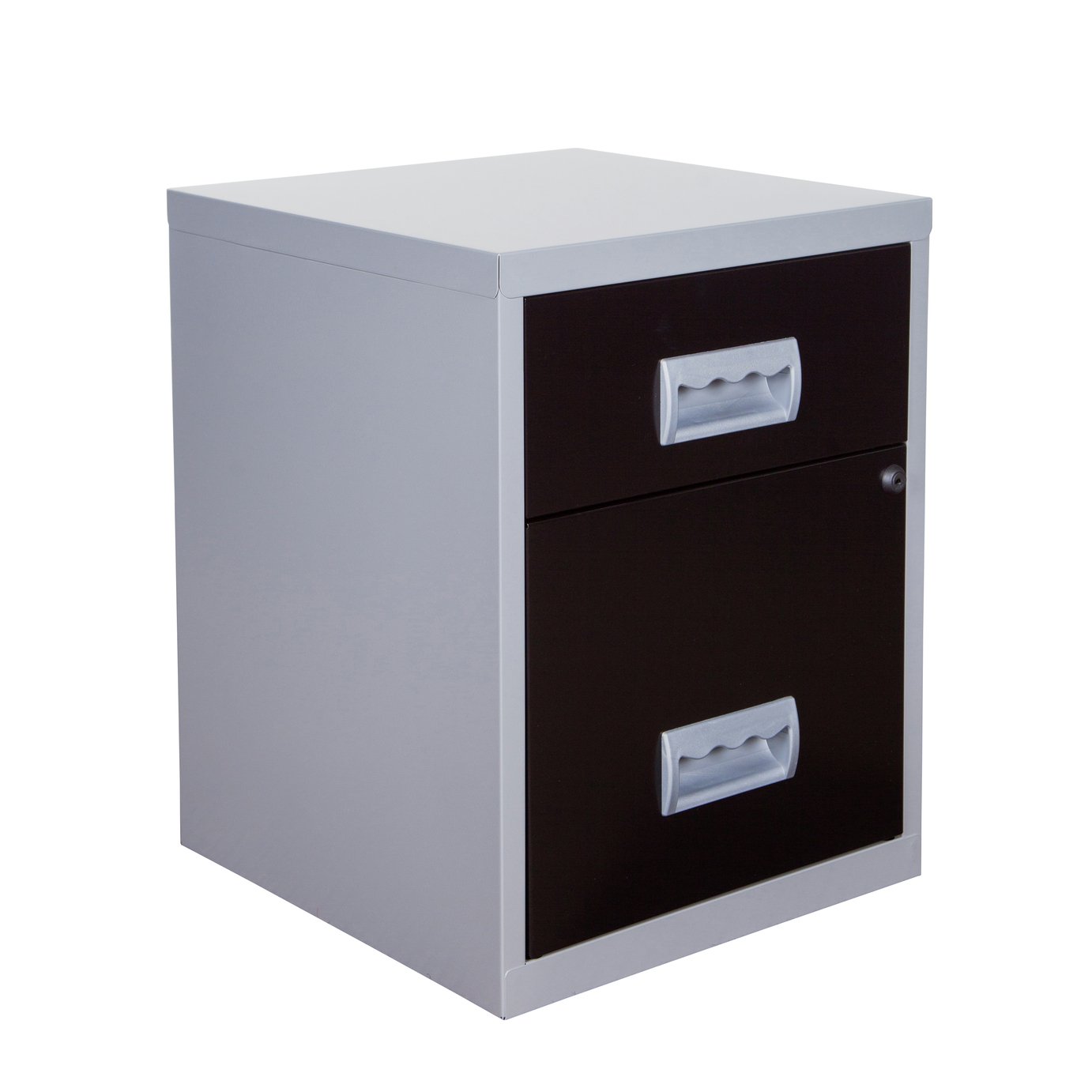Pierre Henry A4 2 Drawer Combi Filing Cabinet -Silver /Black