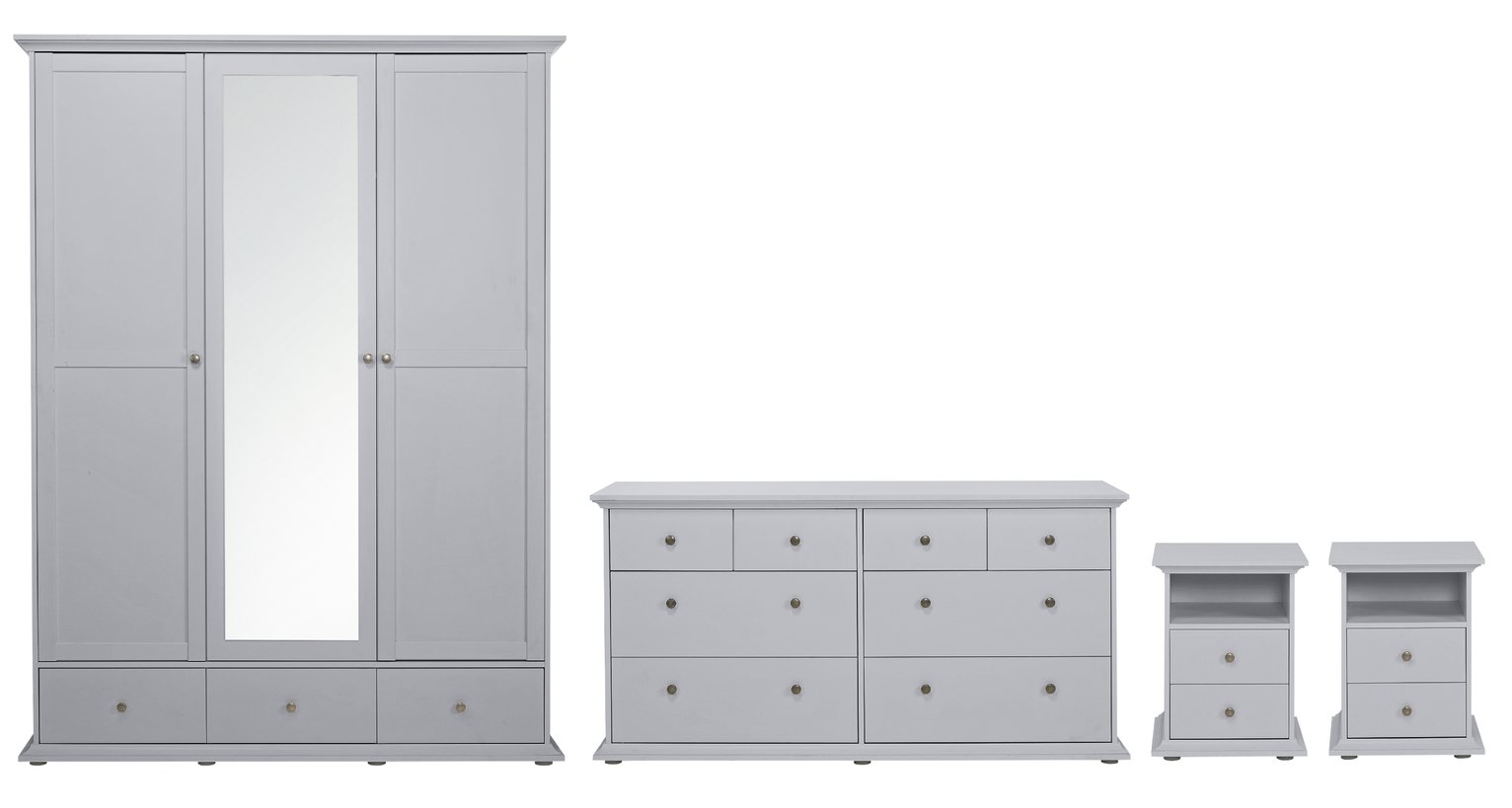 Habitat Heathland 4Pc 3 Door 3 Drawer Wardrobe Set - Grey