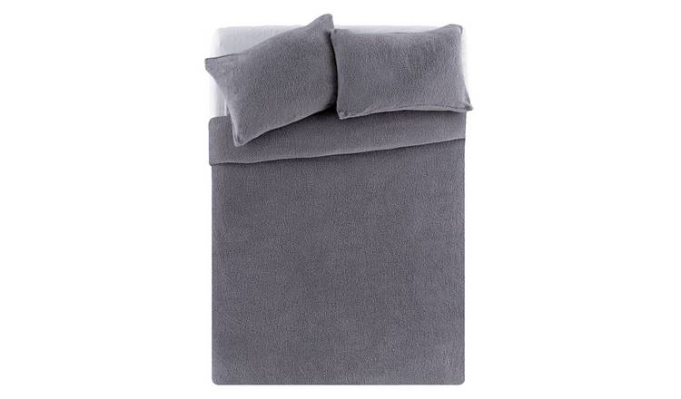 Buy Argos Home Grey Fleece Bedding Set Superking Duvet Cover