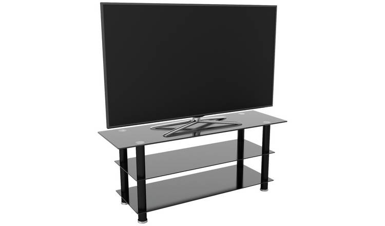 Clear glass and chrome deals tv stand argos