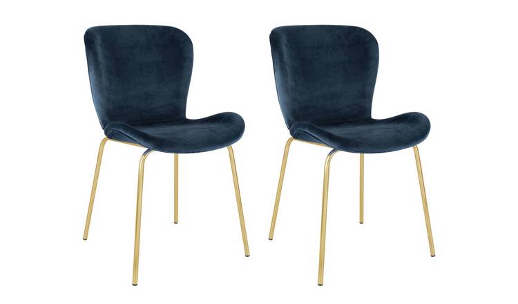 Buy Habitat Etta Pair of Velvet Dining Chair Blue Argos