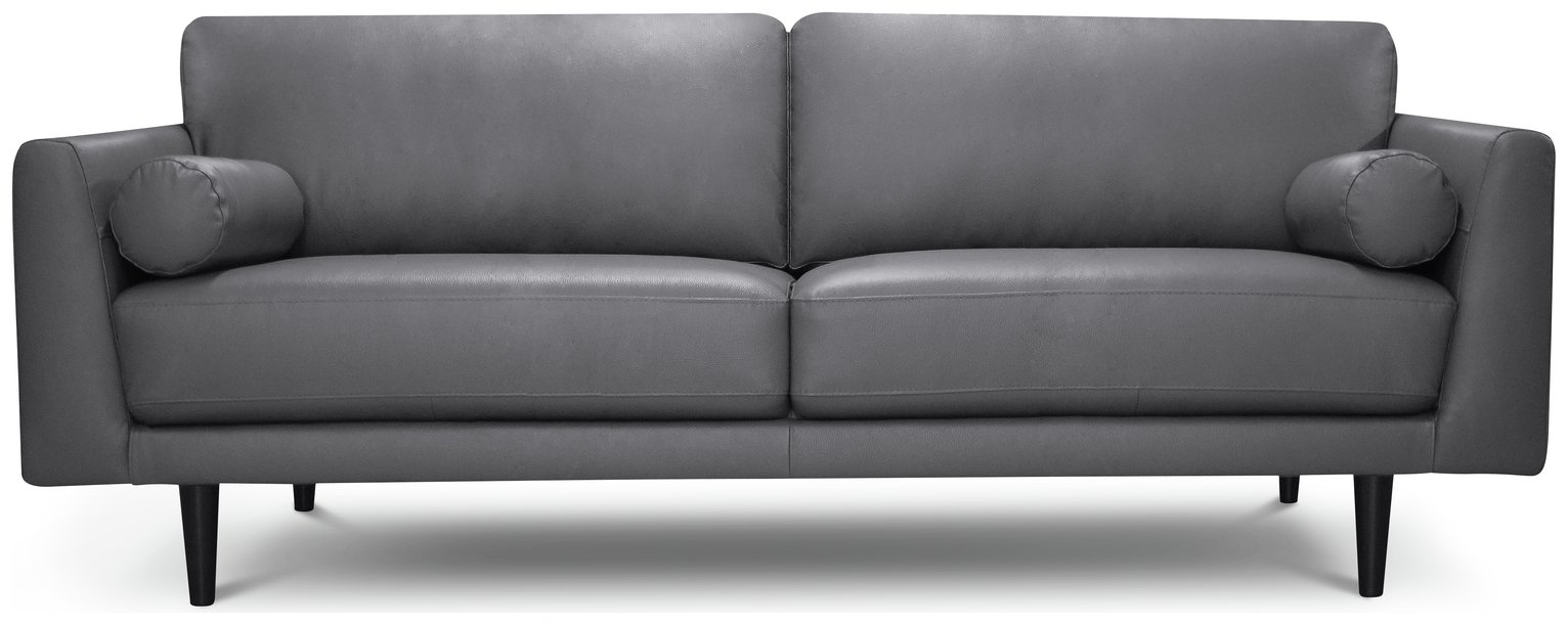 Habitat Jackson Leather 4 Seater Sofa - Grey