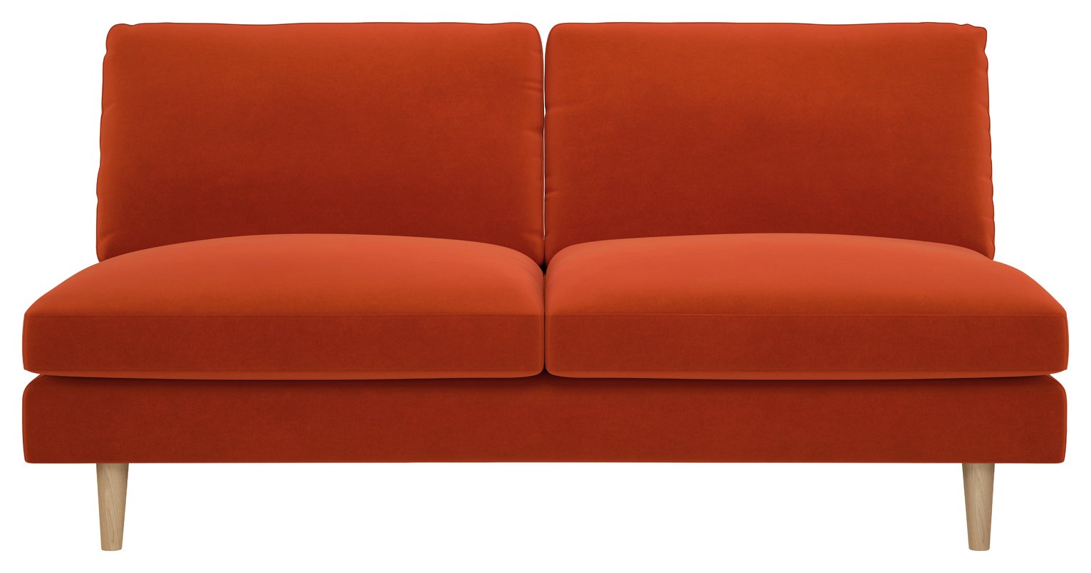 Habitat Teo Velvet 2 Seater Sofa - Orange