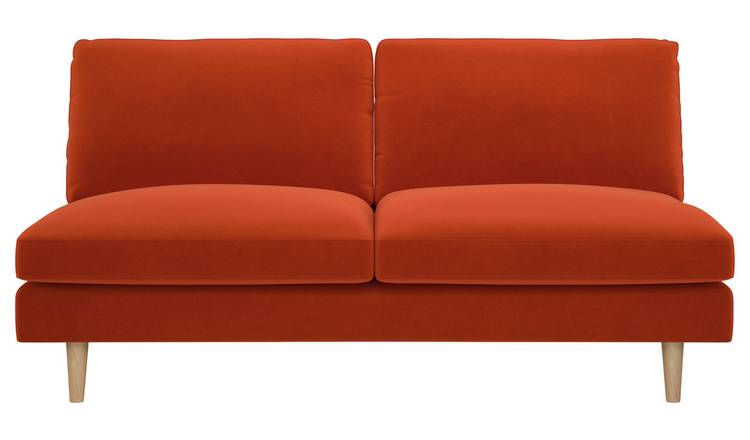 Habitat Teo 2 Seater Velvet Sofa - Orange