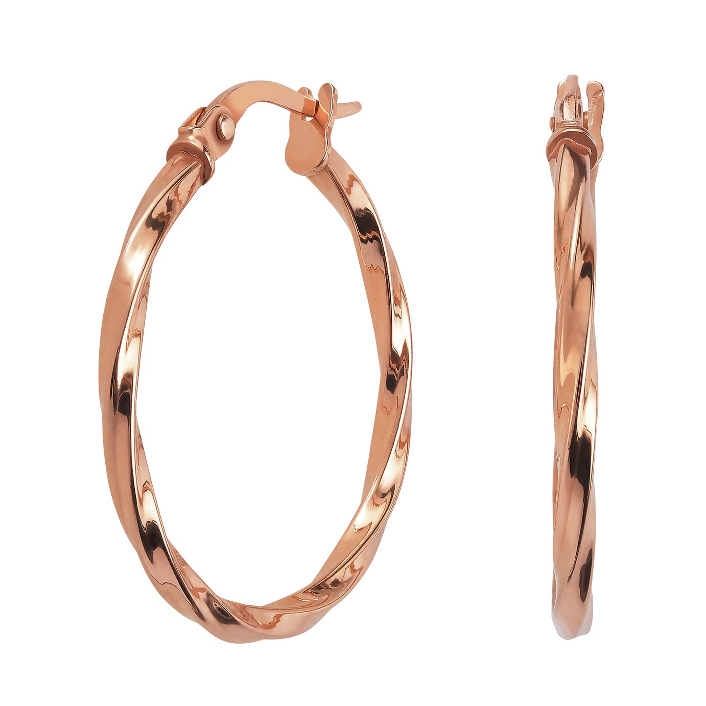 Revere 9ct Rose Gold Twisted Hoop Earrings (9303928) | Argos Price ...