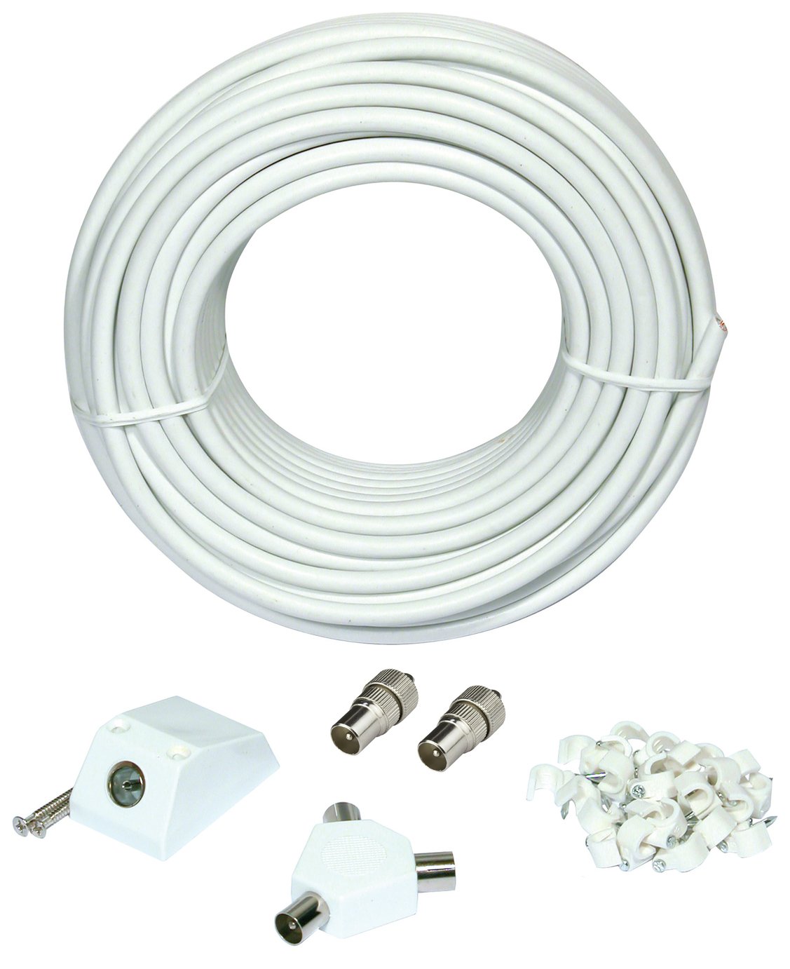 25m Aerial Extension Lead - White