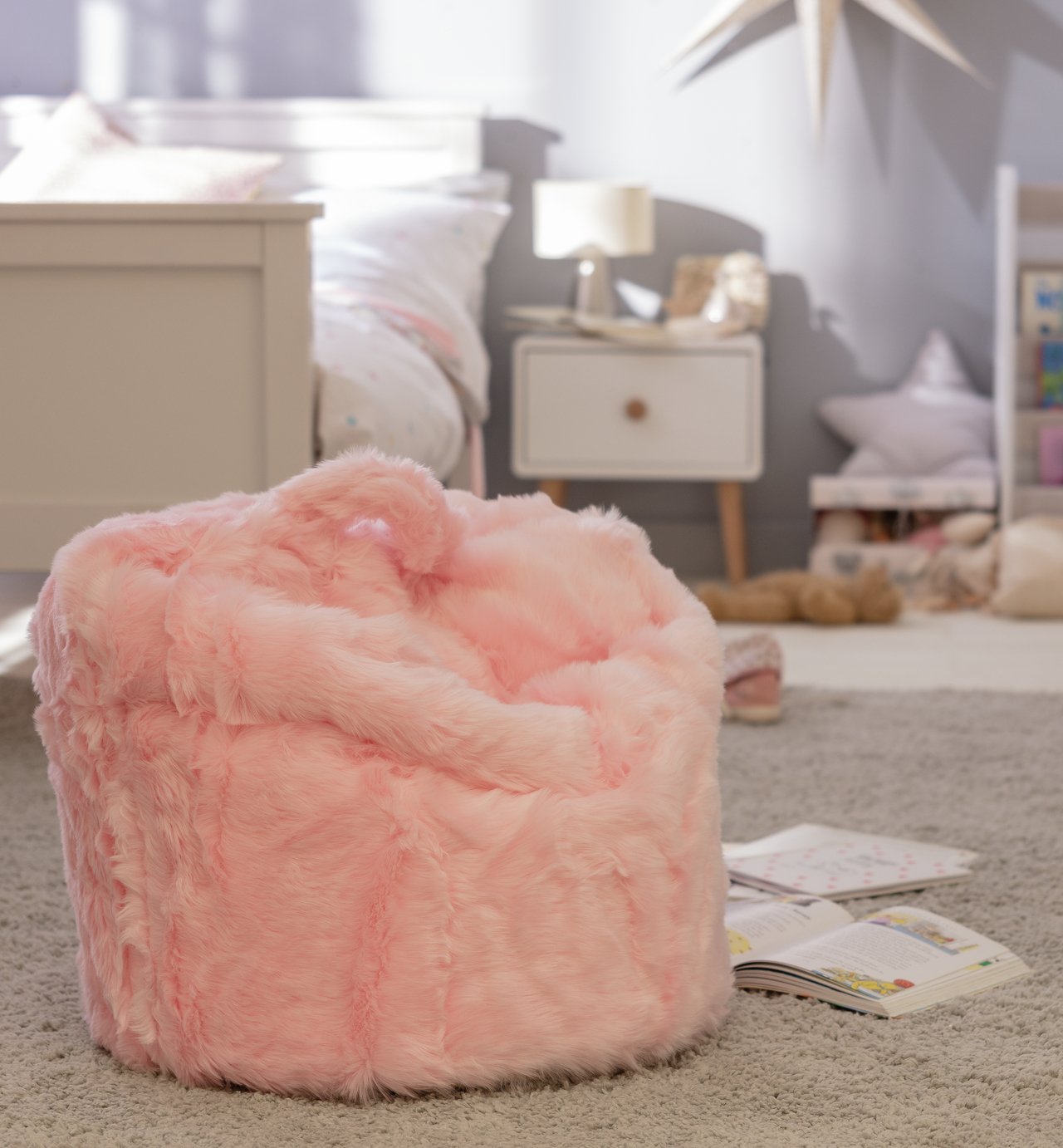 Kaikoo Faux Fur Pink Fluffy Bean Bag