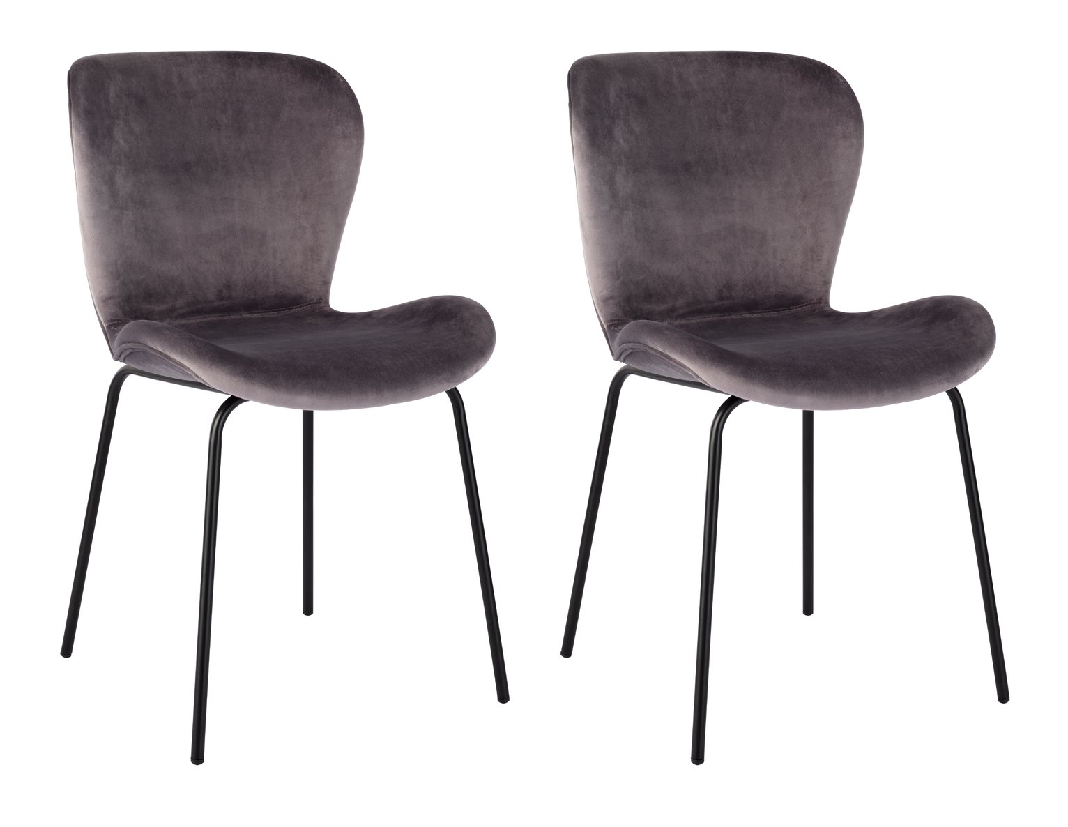 Habitat Etta Pair of Velvet Dining Chair - Grey