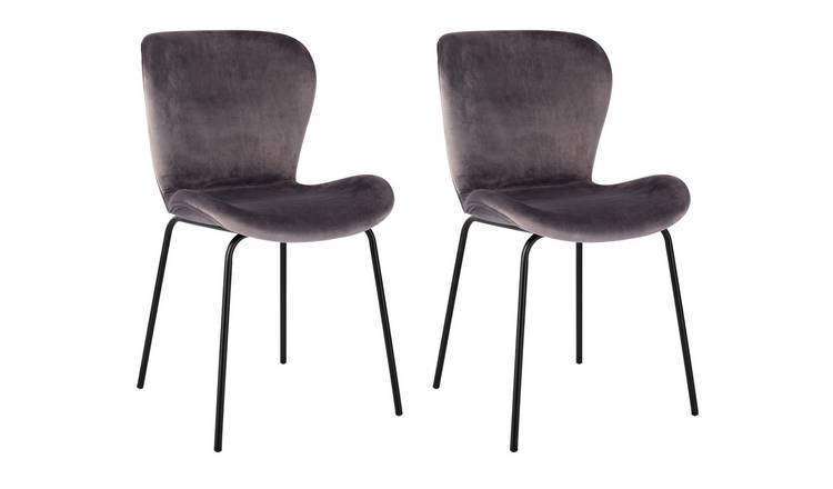 Habitat Etta Pair of Velvet Dining Chair - Grey