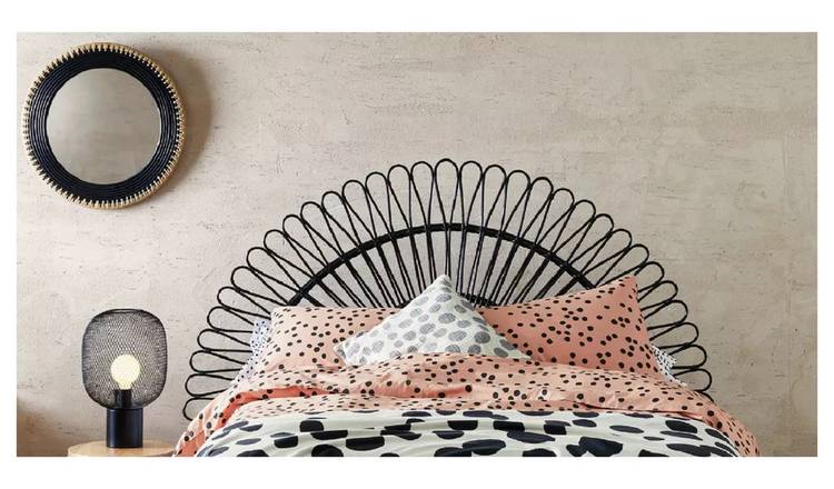 Black rattan online headboard king