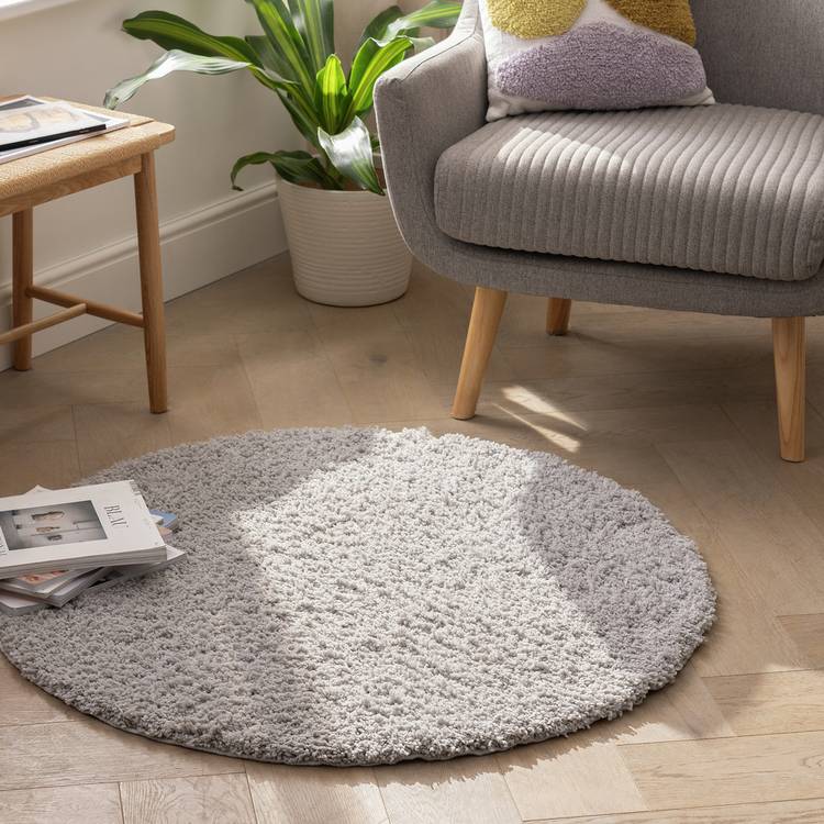 Habitat Cosy Round Dove Grey Shaggy Rug - 100cm 0