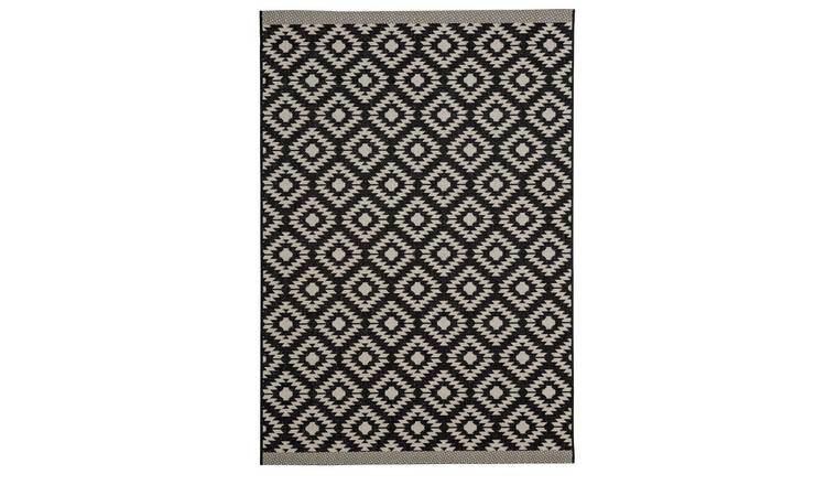 Homemaker Geometric Black & White Flatweave Rug - 170x120cm