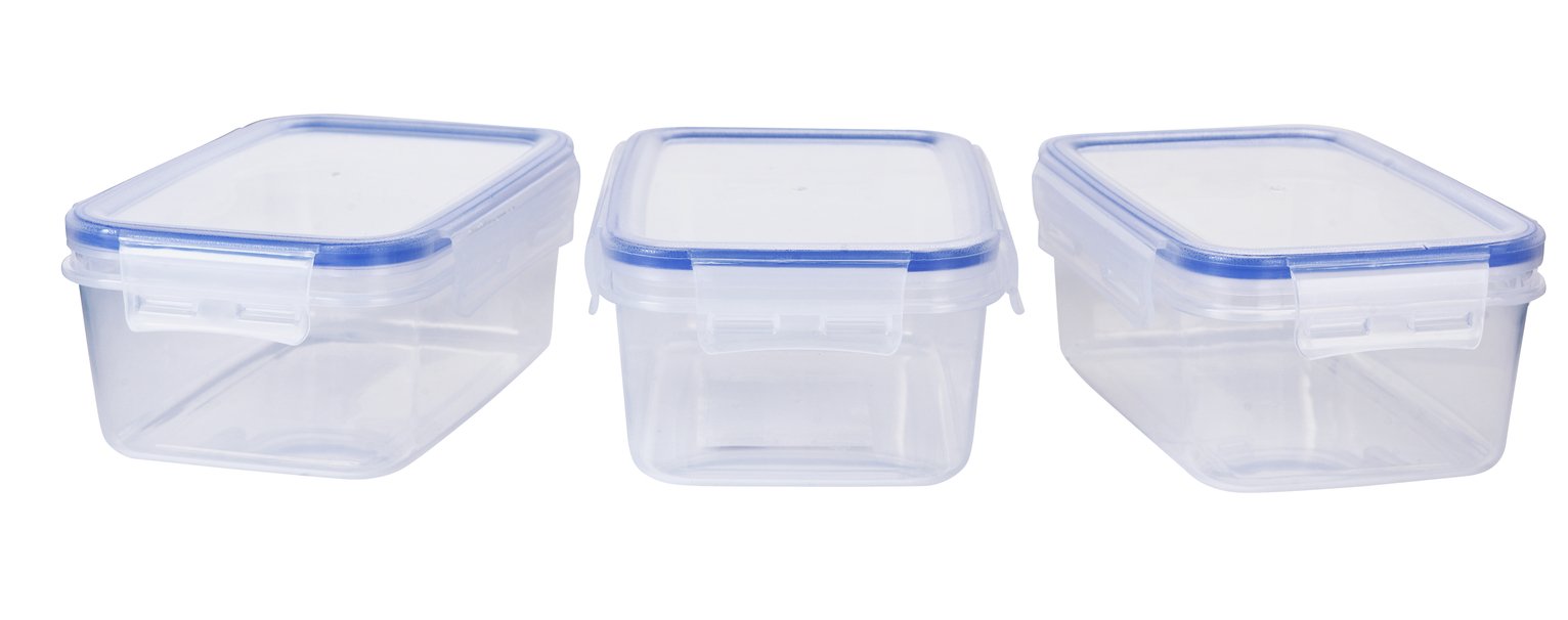 Argos Home Pack of 3 900ml Klip Lock Storage Set