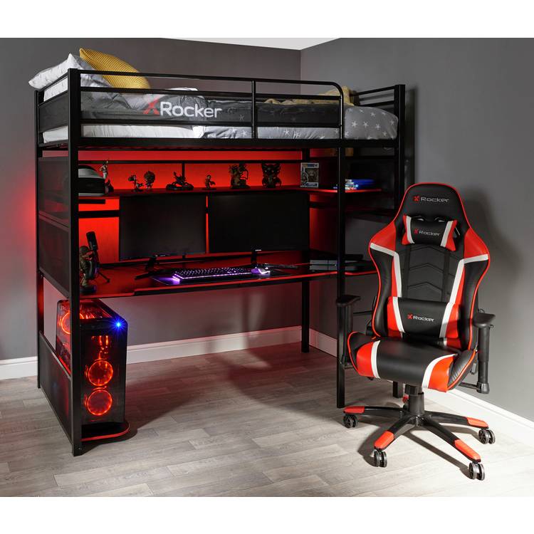 X Rocker Battle High Sleeper Gaming with XL Gaming Desk  0