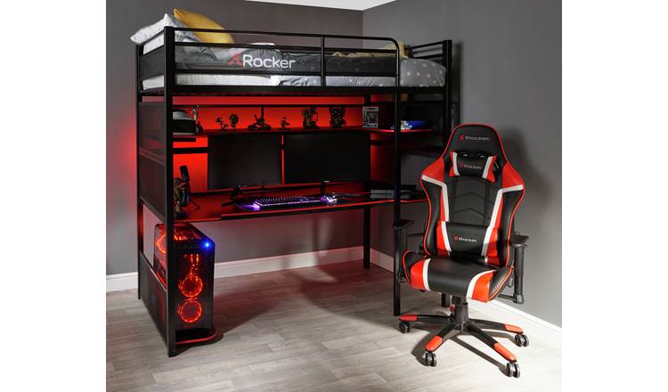 X Rocker Battle High Sleeper Gaming with XL Gaming Desk 