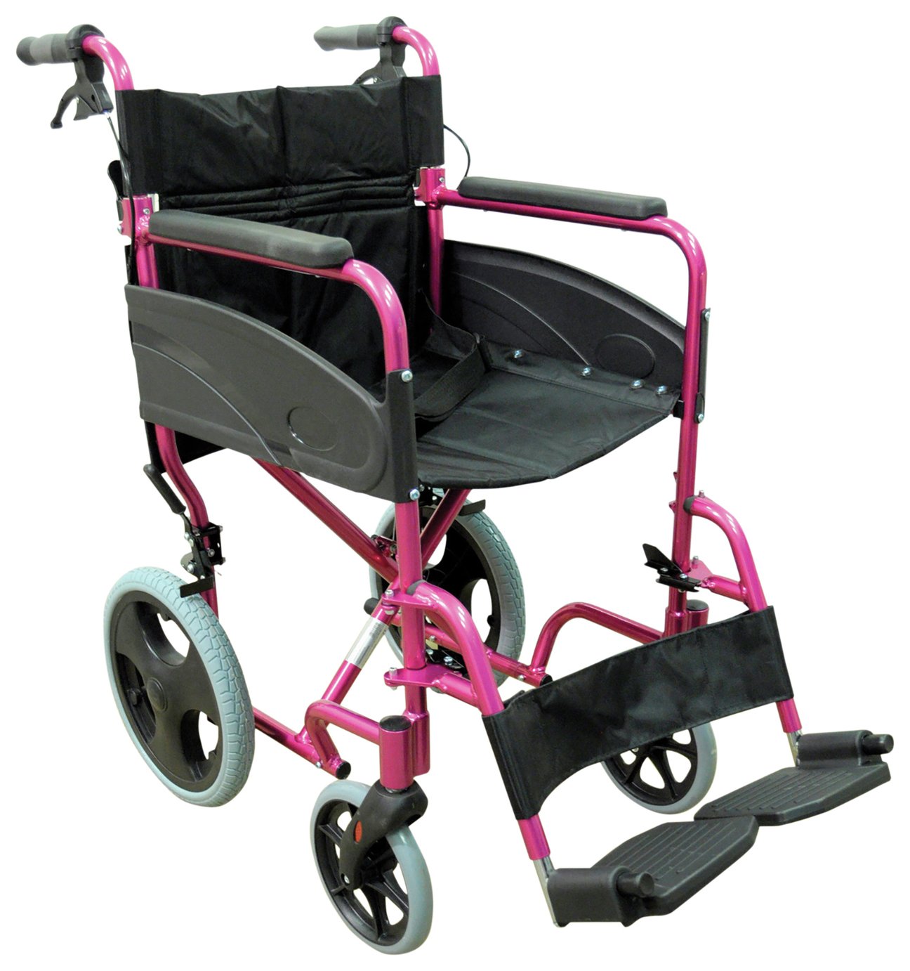 Aidapt Deluxe Transport Aluminium Pink Wheelchair