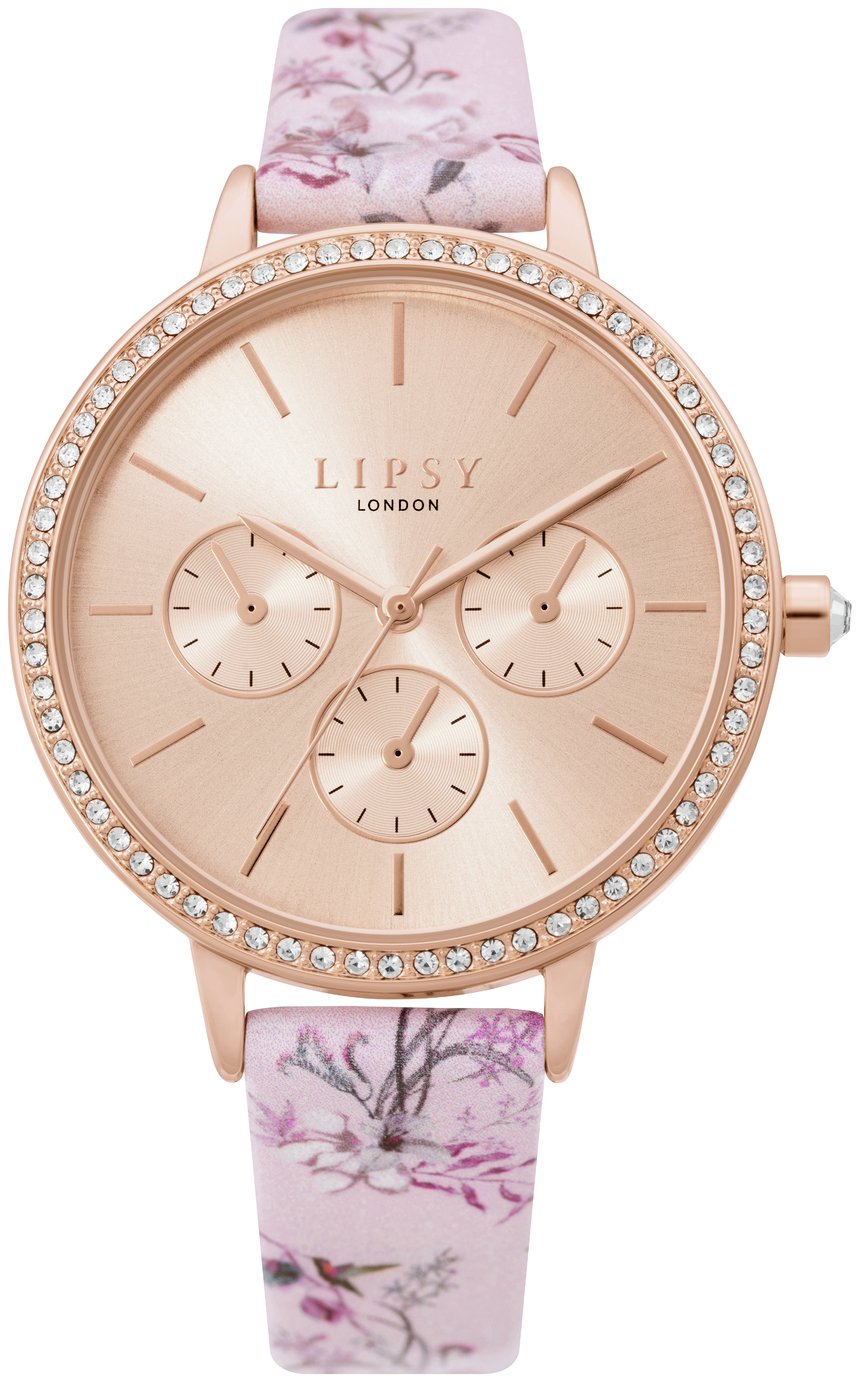 Lipsy Rose Gold Coloured Faux Leather Strap Watch