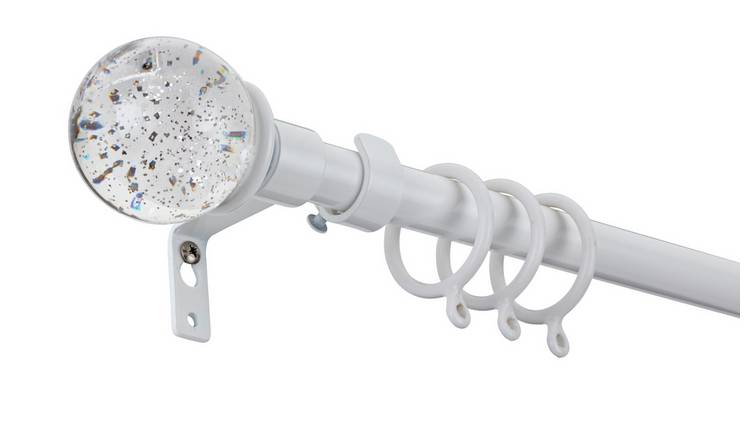 Buy Argos Home Extendable Metal Glitter Curtain Pole White
