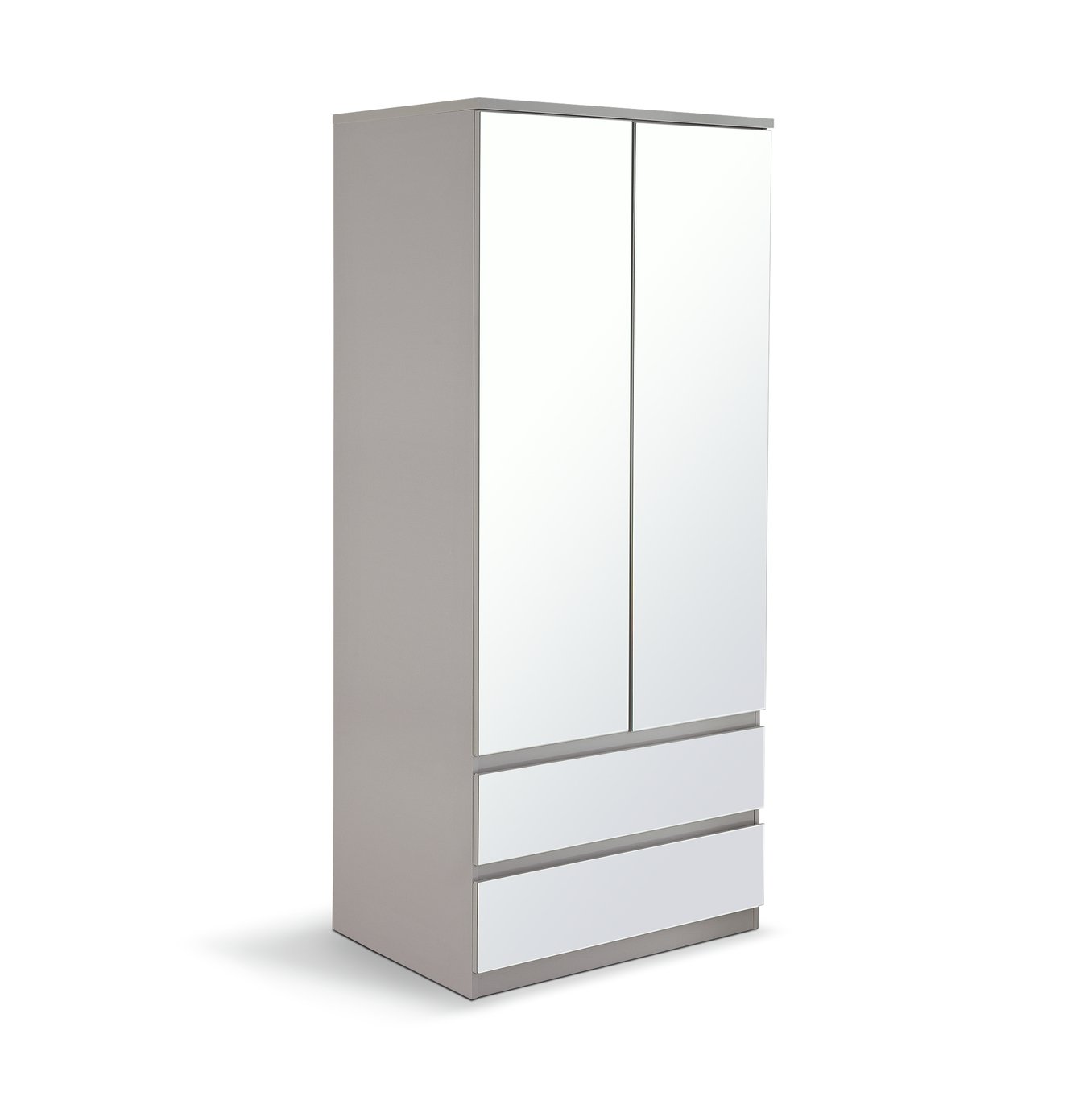 Habitat Jenson Gloss 2 Dr 2 Drw Mirrored Wardrobe - Grey