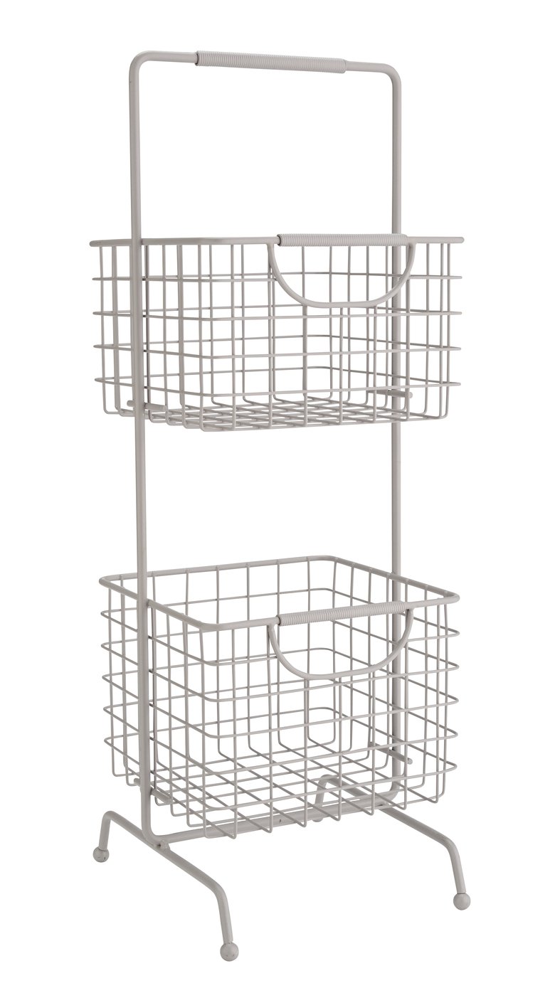 Habitat 2 Tier Wire Storage Basket - Matt Grey