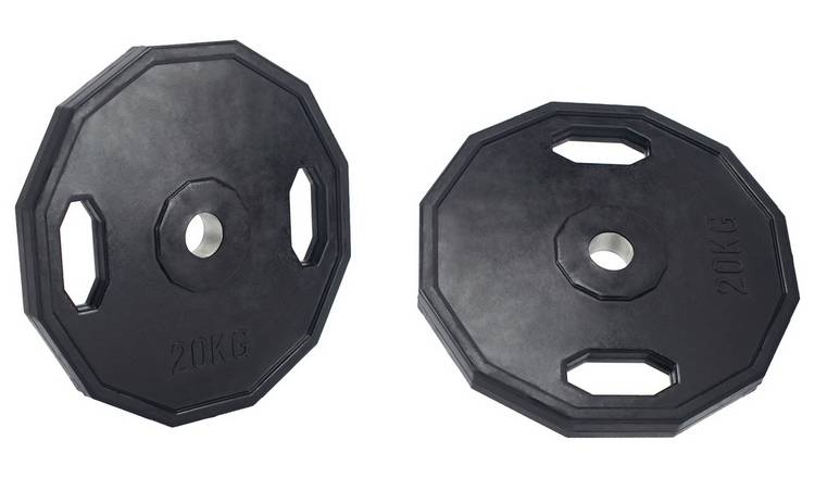 Buy Pro Fitness Olympic Rubber Weight Plates 2 x 20kg Barbells Argos