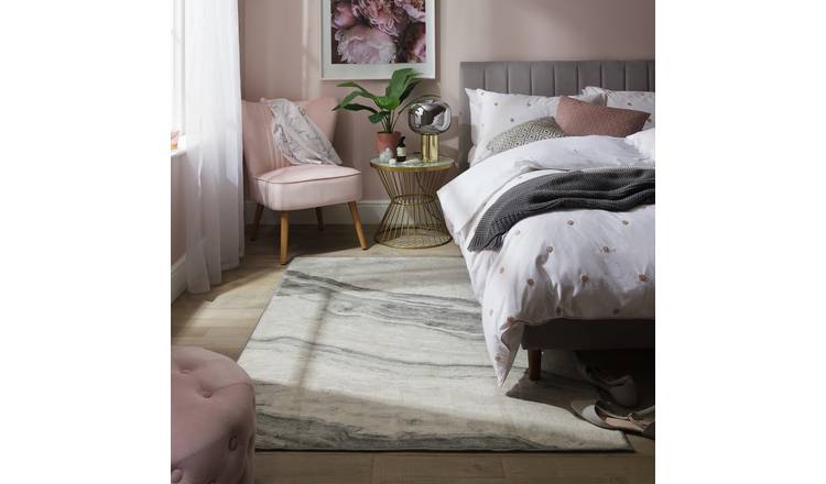 Argos Home Glam Marble Finish Grey Cut Pile Rug - 230x160cm
