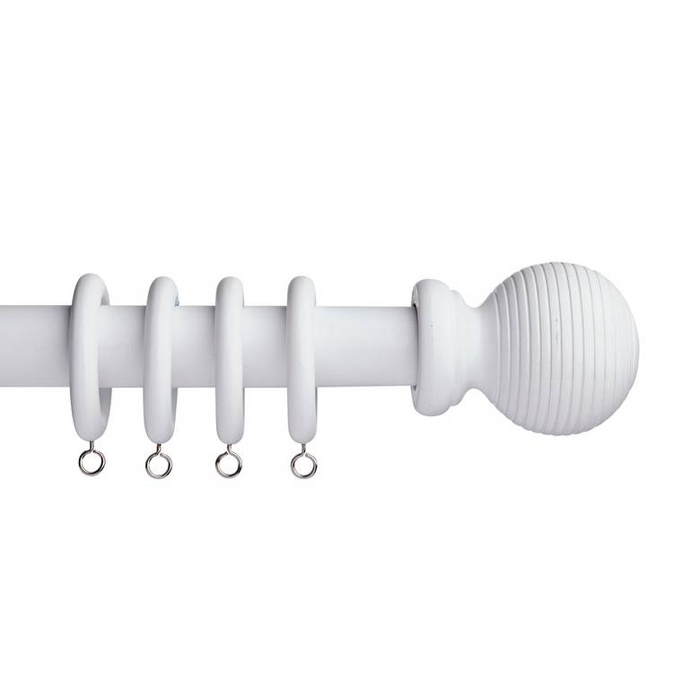 Argos Home White Wooden Fixed Curtain Pole - 180cm 0