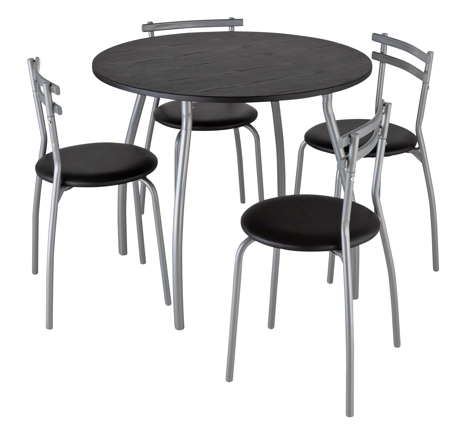 Argos Home Leon Black Dining Table & 4 Black Chairs