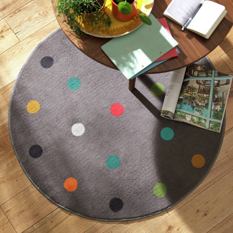 Argos Home Dotty Round Grey Cut Pile Rug - 100cm 0