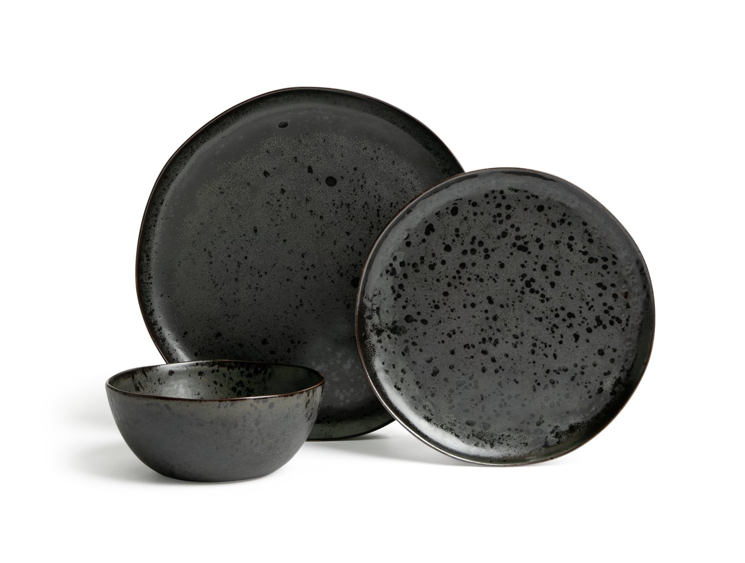 Habitat Preto 12 Piece Stoneware Dinner Set - Black