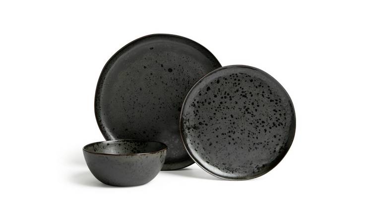 Buy Habitat Preto 12 Piece Stoneware Dinner Set Black Argos