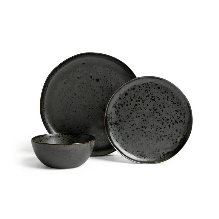 Buy Habitat Preto 12 Piece Stoneware Dinner Set Black Dinner
